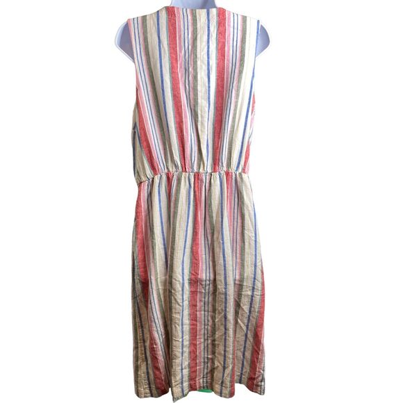 Old Navy Women’s Linen Sleeveless Striped Midi Shirt Dress‎ Size M Preppy Boho - Picture 2 of 12